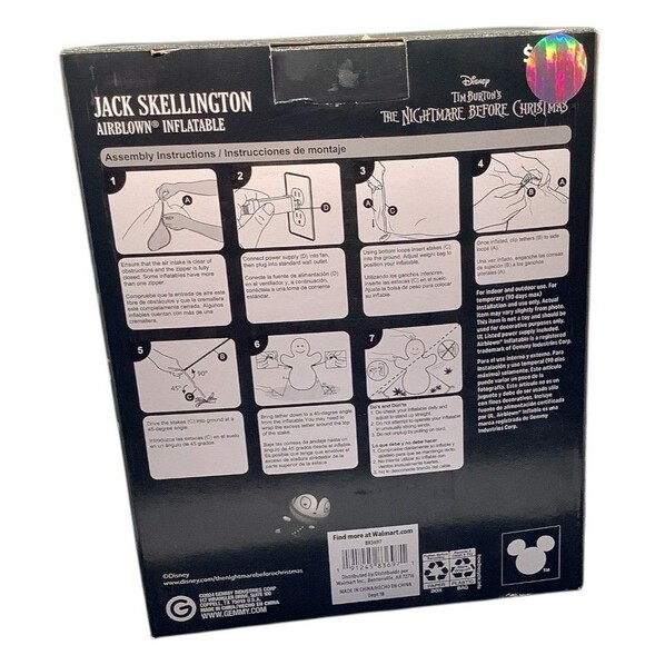 Nightmare Before Christmas Jack Skellington Light Up Inflatable 5.5 Ft Tall New - Picture 3 of 3